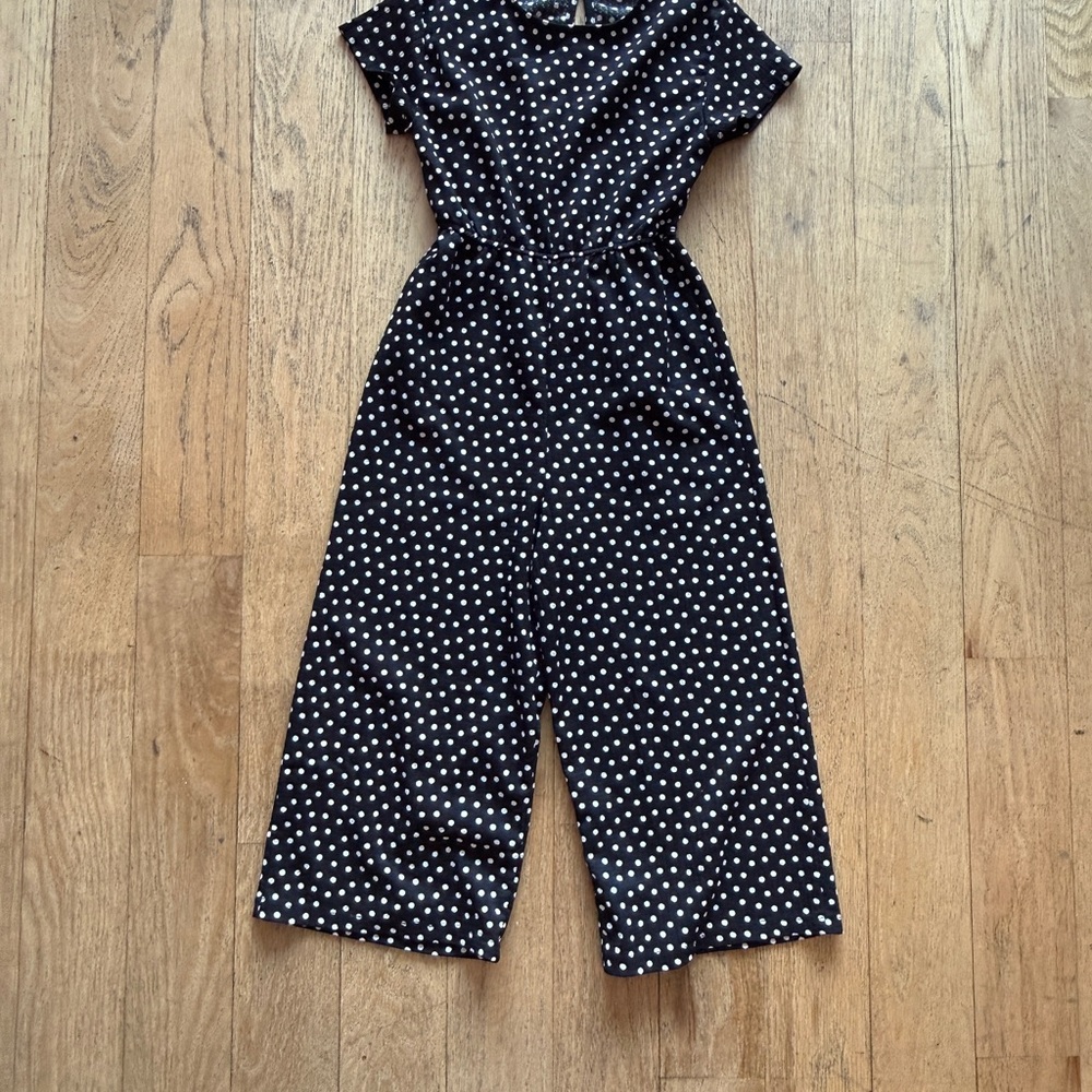 Mango Black and White Polka Dot Jumpsuit